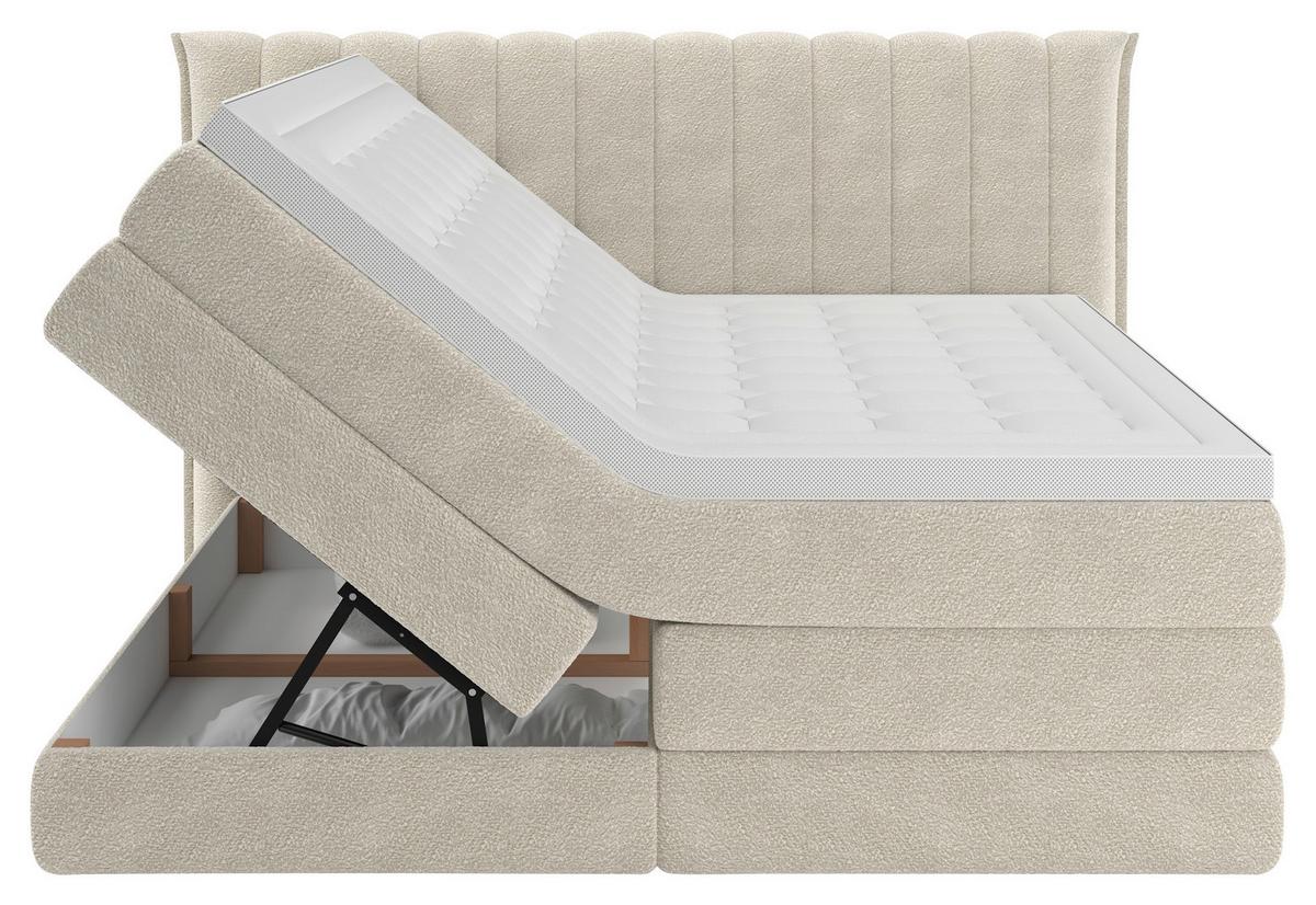 Boxspringbett Lina Beige ca. 160x200cm - Beige, KONVENTIONELL, Holz/Holzwerkstoff (160/200cm) - Premium Living