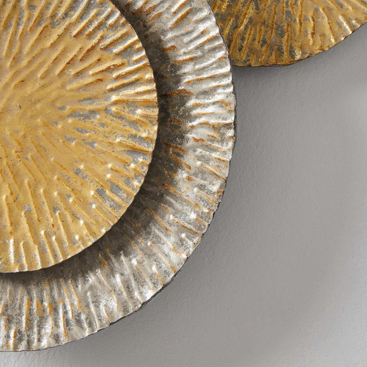 DEKORACJA ŚCIENNA DORINO - kolor miedziany/kolor złoty, Modern, metal (107/6/62cm)