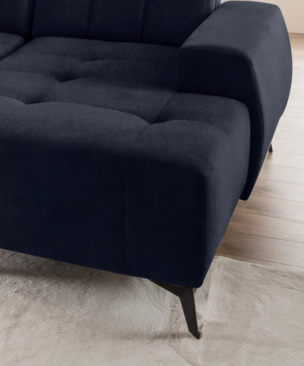 WOHNLANDSCHAFT SANO - Schwarz/Dunkelblau, MODERN, Textil/Metall (200/337/180cm) - Livetastic