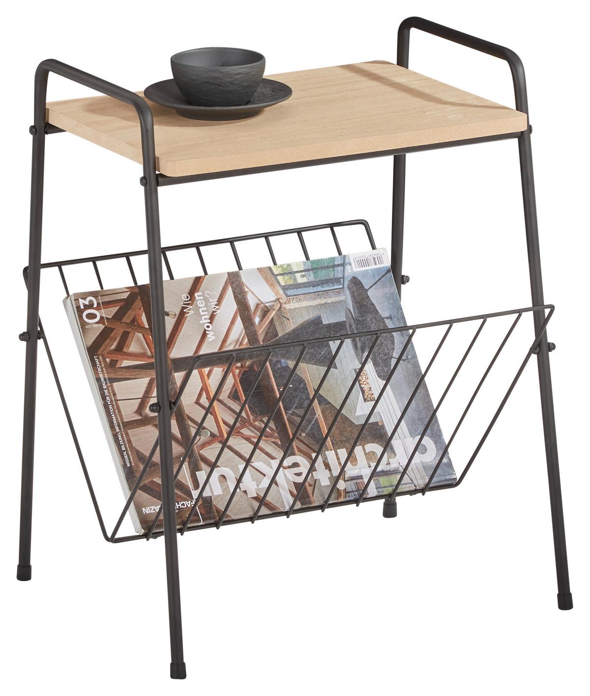 STOLIK BOCZNY DIRK - kolor naturalny/czarny, Trend, materiał drewnopochodny/metal (36/32/46cm) - Xora