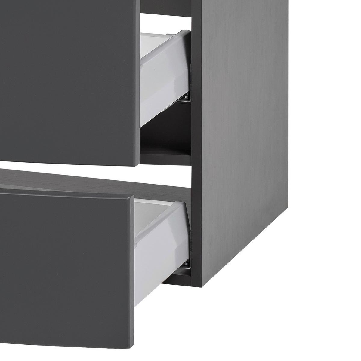 Waschbecken mit Unterschrank Kopenhagen B: 80 cm Grau/Weiß - Anthrazit/Graphitfarben, KONVENTIONELL, Glas/Holzwerkstoff (80cm) - Held