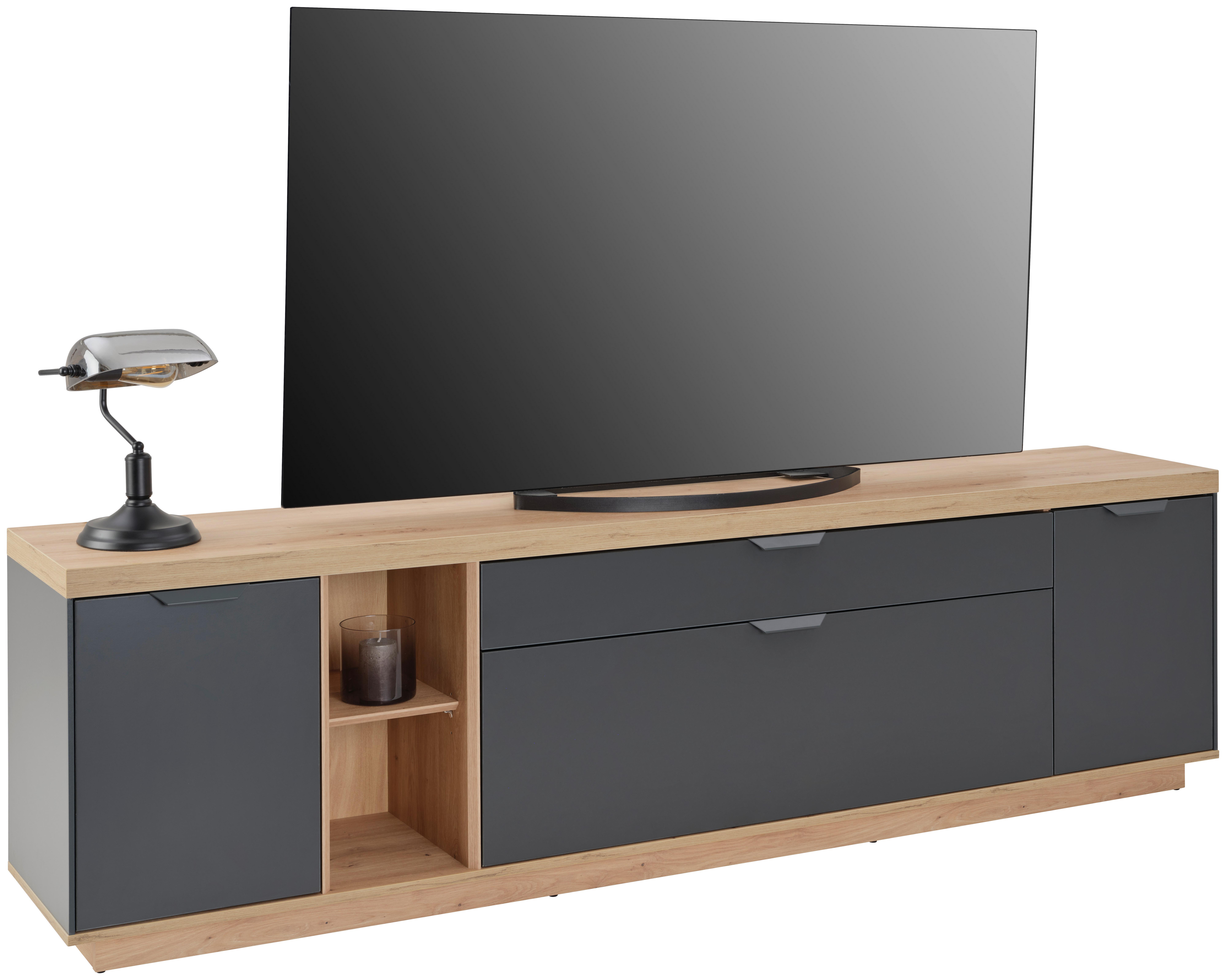 Comodă TV JAKE - stejar Artisan/antracit, Trend, material pe bază de lemn (213/61,5/38cm) - Modern Living