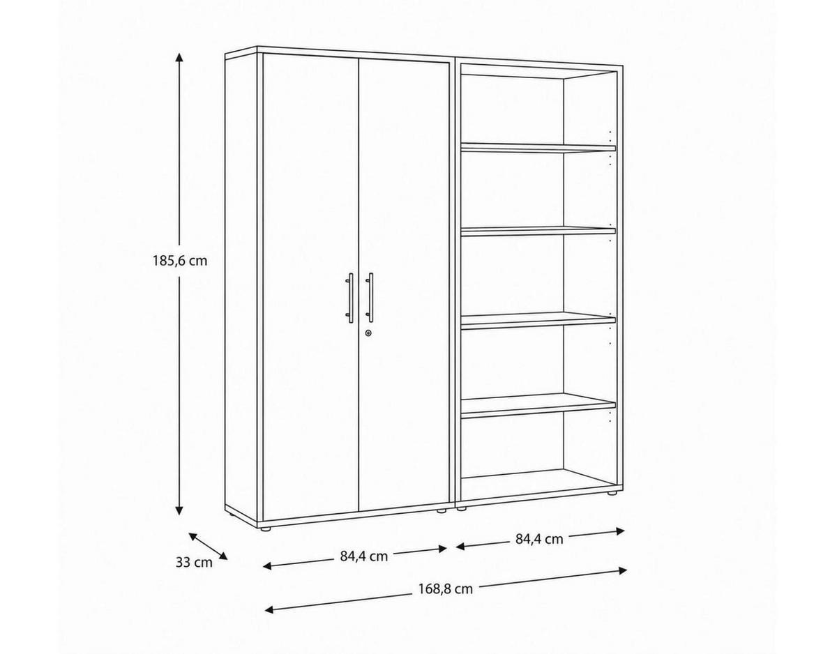 AKTENSCHRANK OFFICE EDITION - SW SET 1 HOCH - Anthrazit/Anthrazit Hochglanz, MODERN, Holzwerkstoff (168,8/185,6/33cm) - MID.YOU
