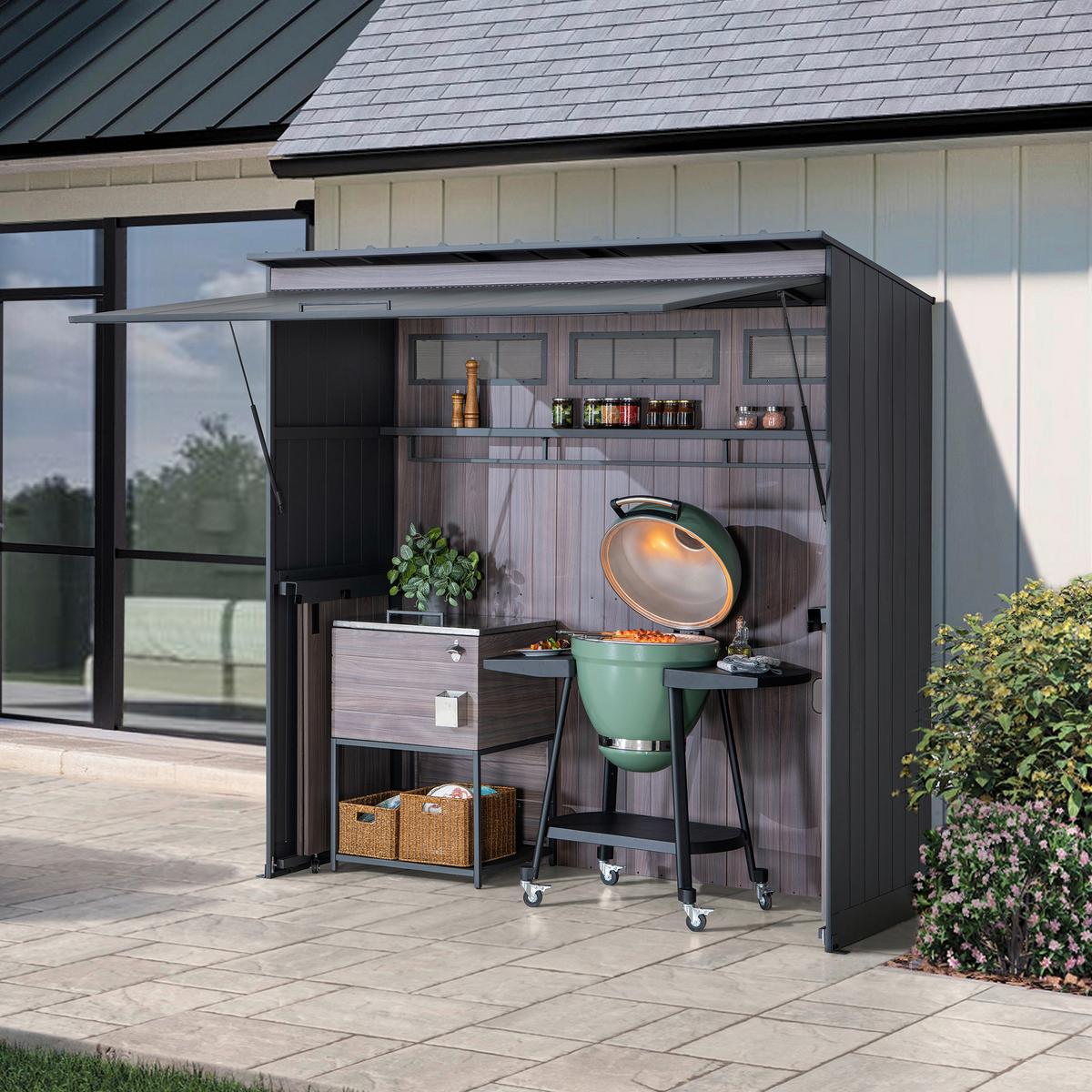 Gartenhaus Mambo Anthrazit/Dunkelbraun - Anthrazit/Dunkelbraun, Basics, Metall (220/226/94cm) - Modante