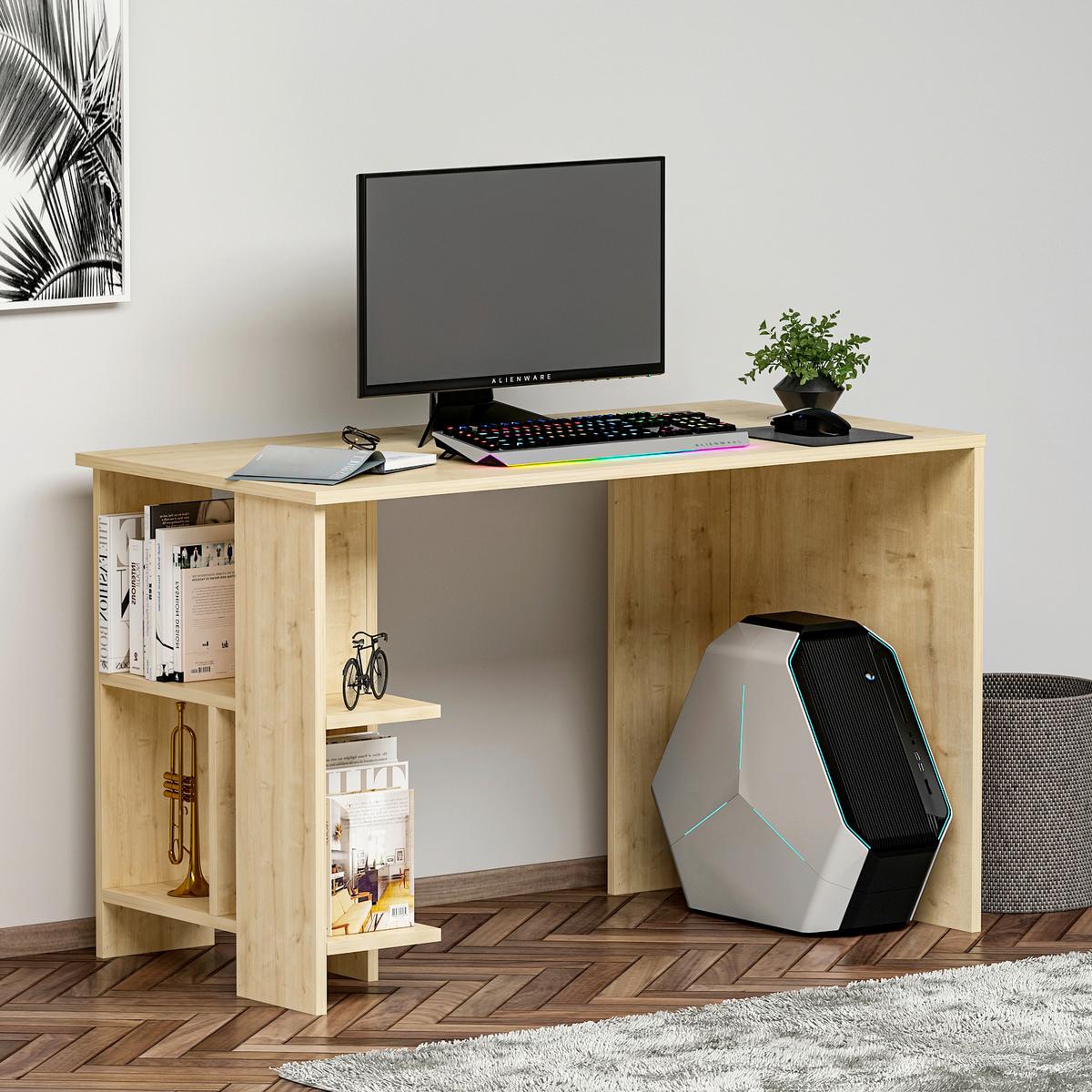 Schreibtisch Alya Eichefarben ca. 120x70x73cm - Eichefarben, Design, Holzwerkstoff (120/60/73cm) - Livetastic