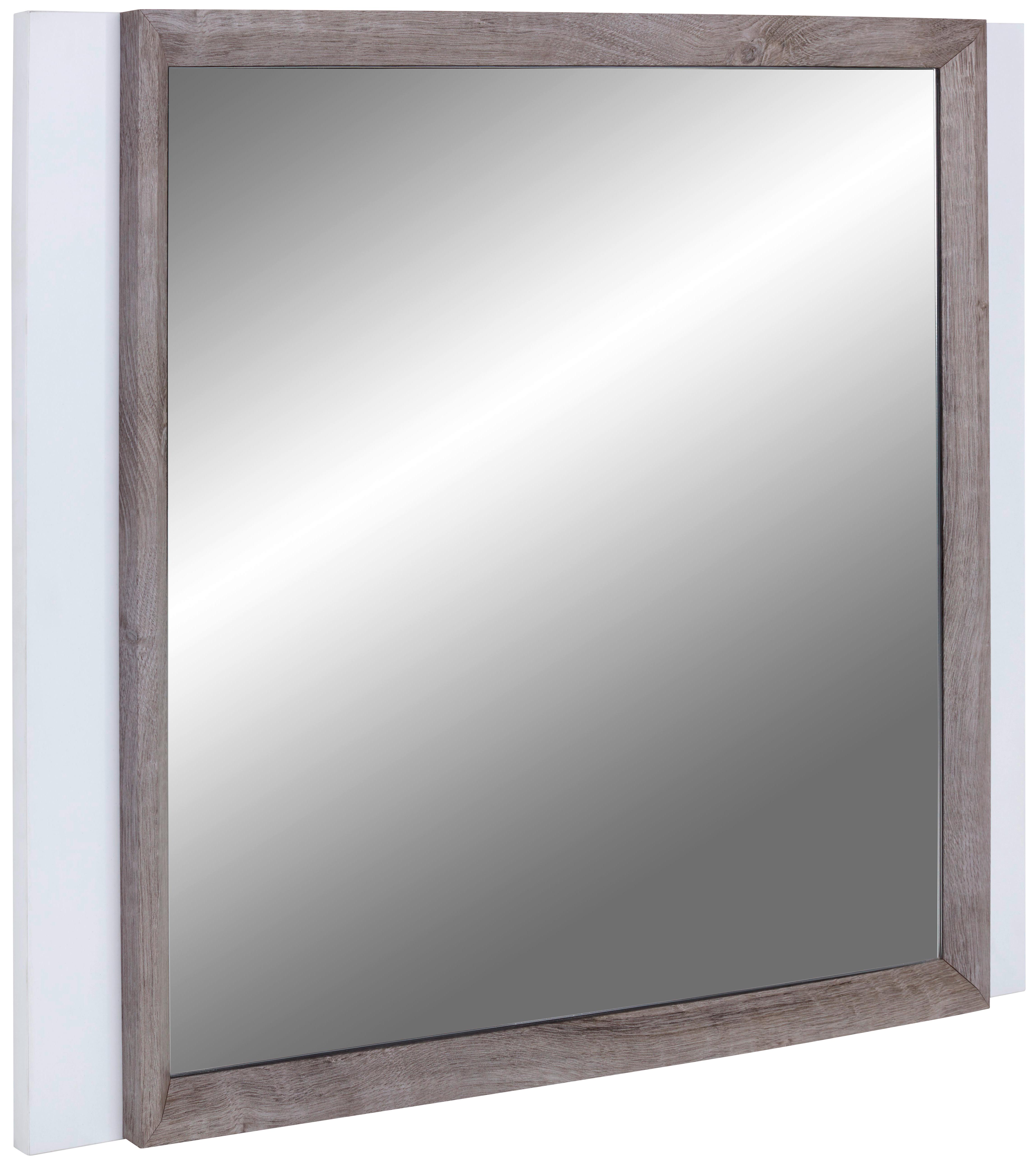 Ogledalo Nagos - barve hrasta/bela, Moderno, leseni material (90/65/3,4cm) - Modern Living