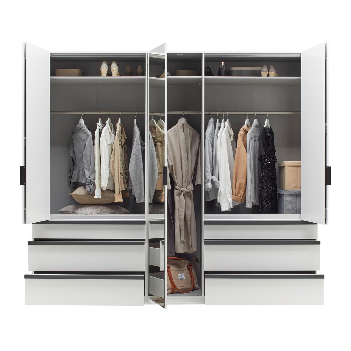 Kleiderschrank Oxford Graphitfarben/Weiß - Graphitfarben/Weiß, KONVENTIONELL, Holzwerkstoff (250/216/58cm) - Premium Living