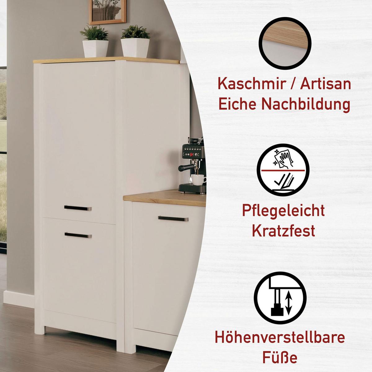 Küchenleerblock Bundle o. Geräte Kaschmir - Kaschmir/Silberfarben, MODERN, Glas/Holzwerkstoff (370cm) - home24