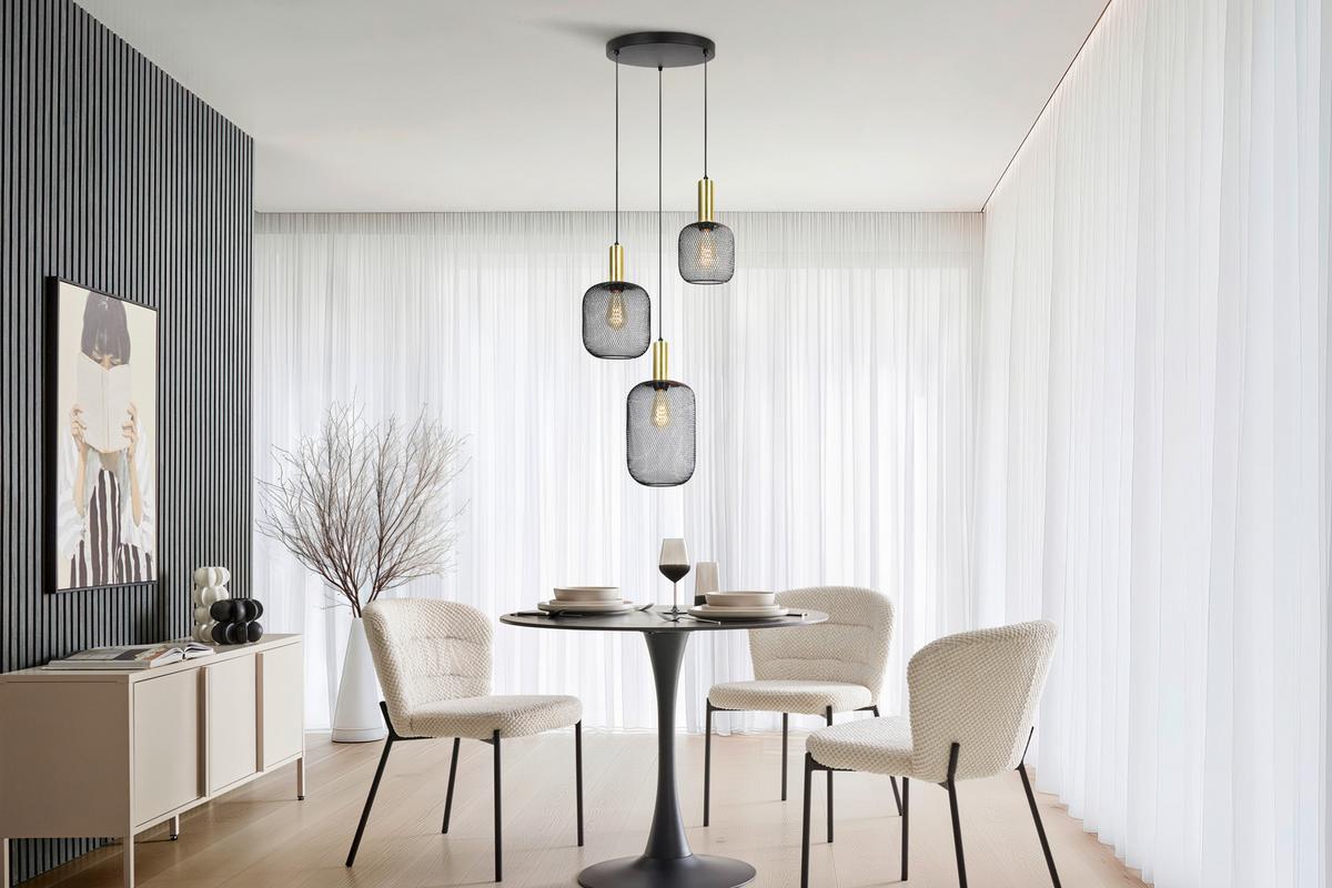 Függőlámpa Drato - fekete/aranyszínű, Modern, fém (39/34/120cm) - Mömax