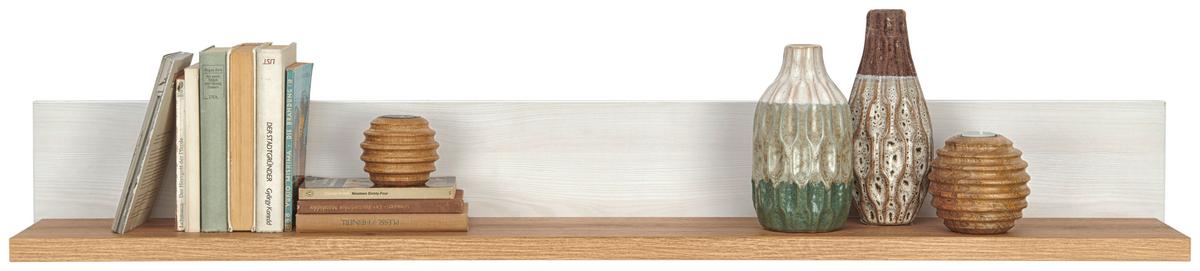 Stenska Polica Rovigio, Barva Macesna, Bela - bela/barve macesna, Konvencionalno, leseni material (137/18/20cm) - Landscape