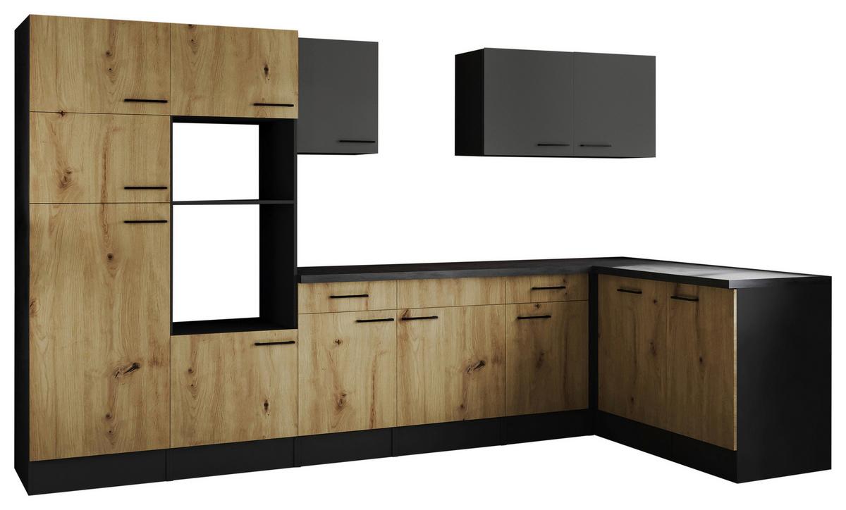 Kotna Kuhinja Brez Aparatov Oliver, 340x172cm - siva/črna, Design, kovina/leseni material (340/172cm) - Respekta