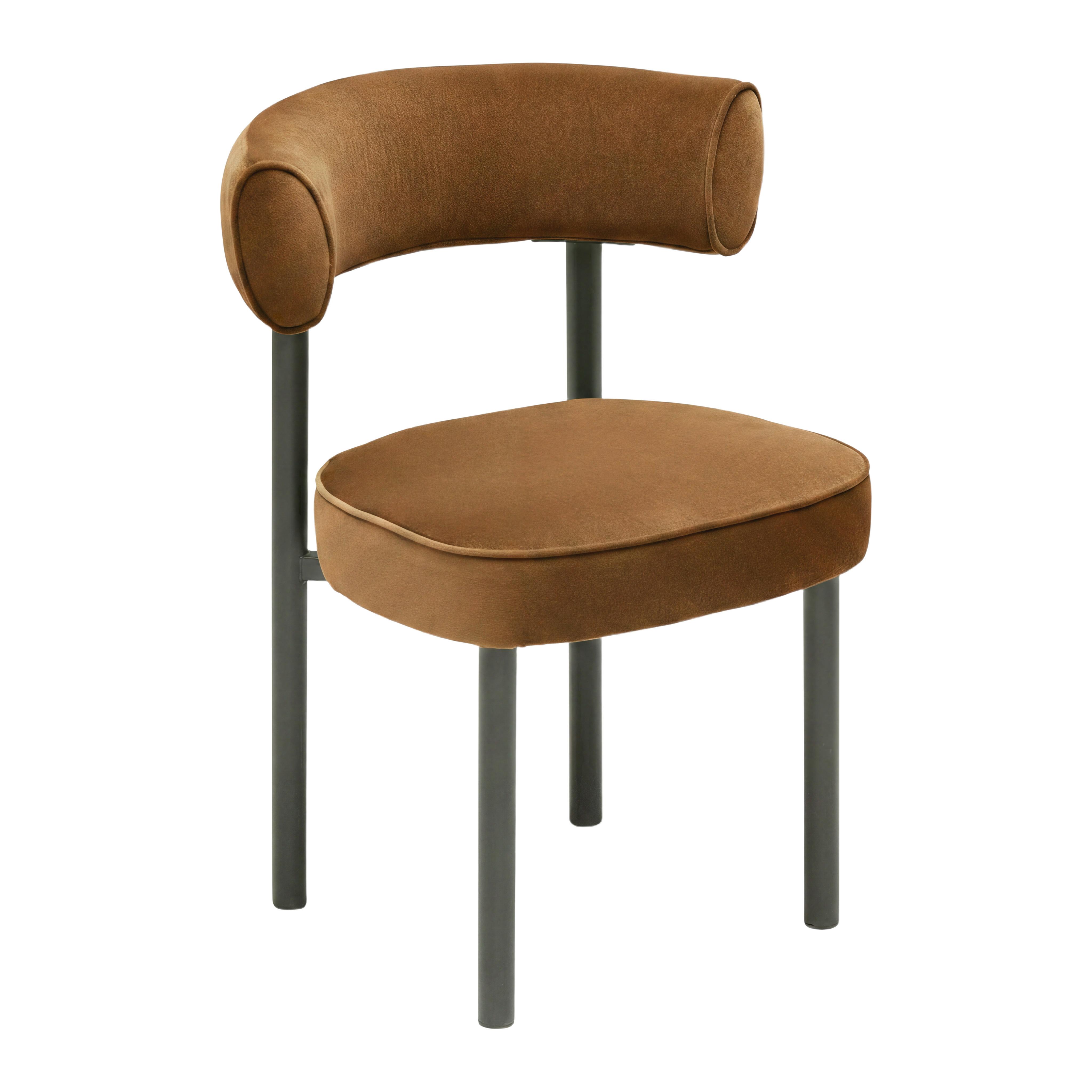 Stuhl Helga Cognac/Schwarz - Cognac/Schwarz, MODERN, Holz/Textil (62/79/59cm) - Mömax