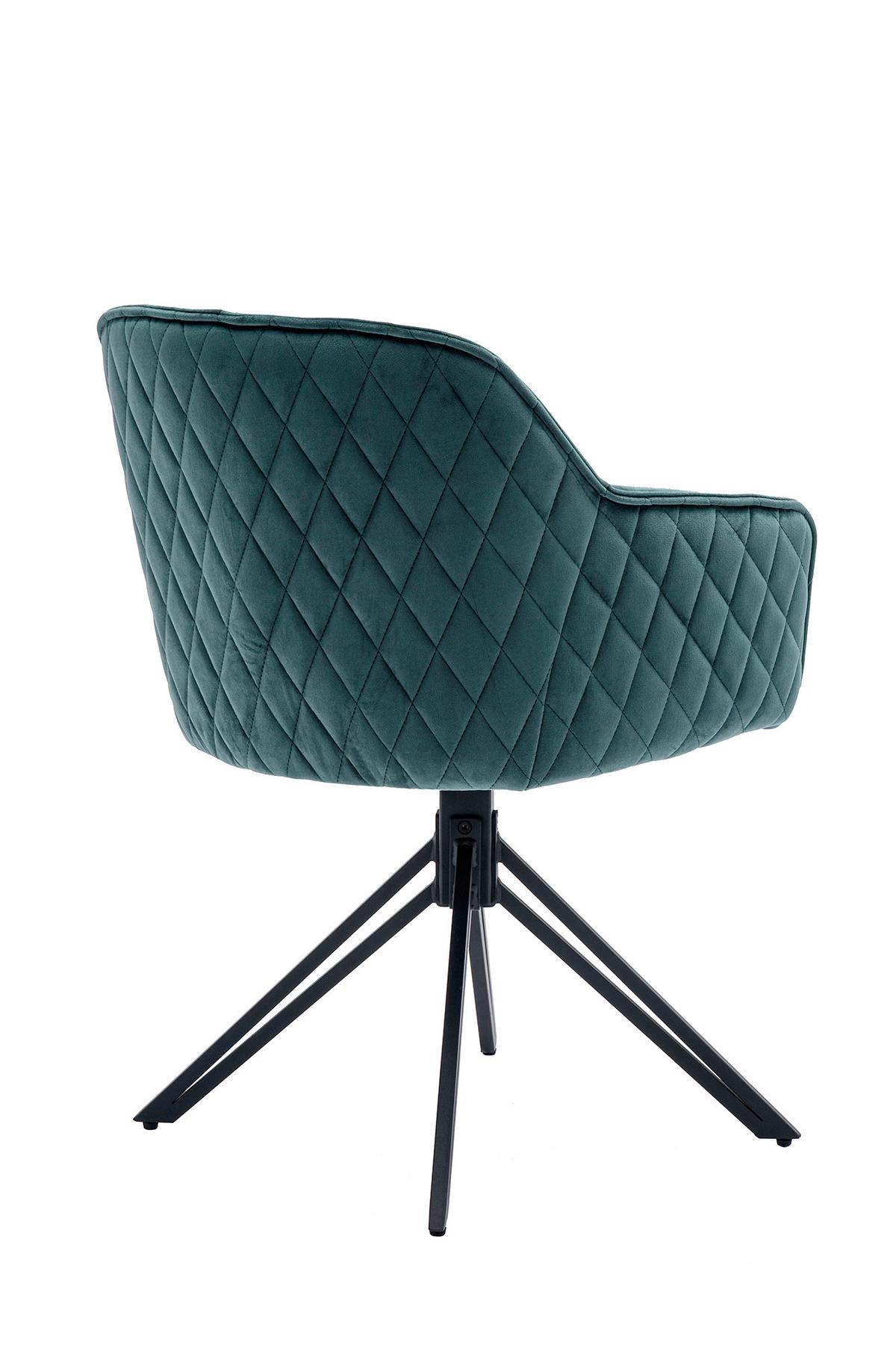 Naslanjač Samt, Zelena, Vrtljiv - črna/zelena, Moderno, kovina/tekstil (59/83/60cm) - Livetastic