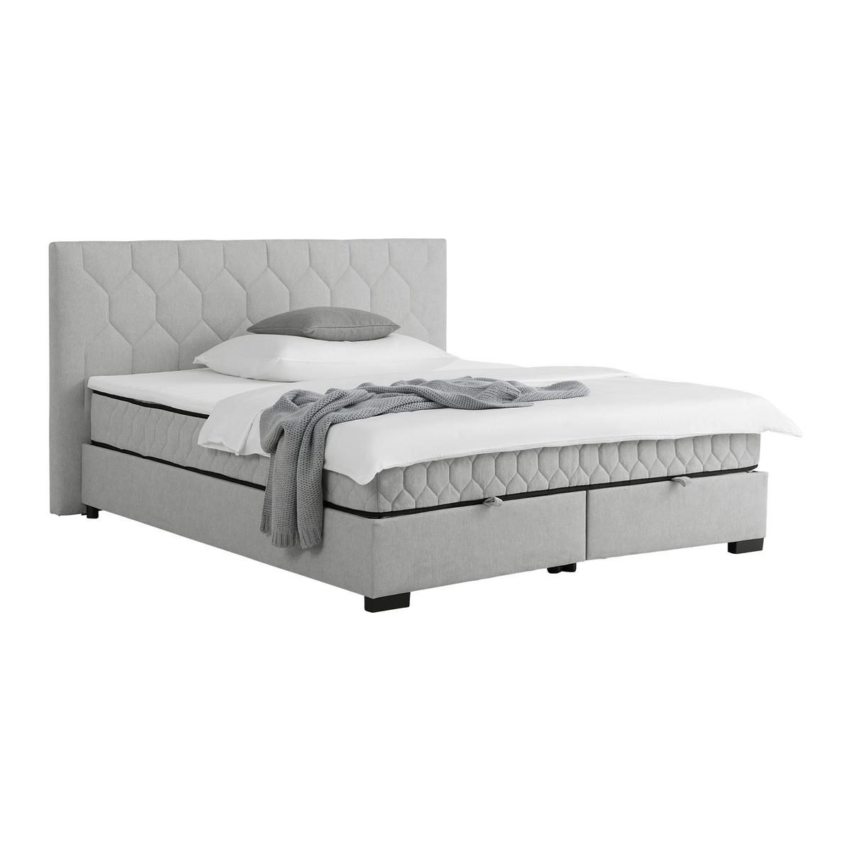 Boxbett Maya-D-Exklusiv Hellgrau ca. 160x200cm - Hellgrau/Schwarz, Konventionell, Holz/Holzwerkstoff (160/200cm) - Mömax