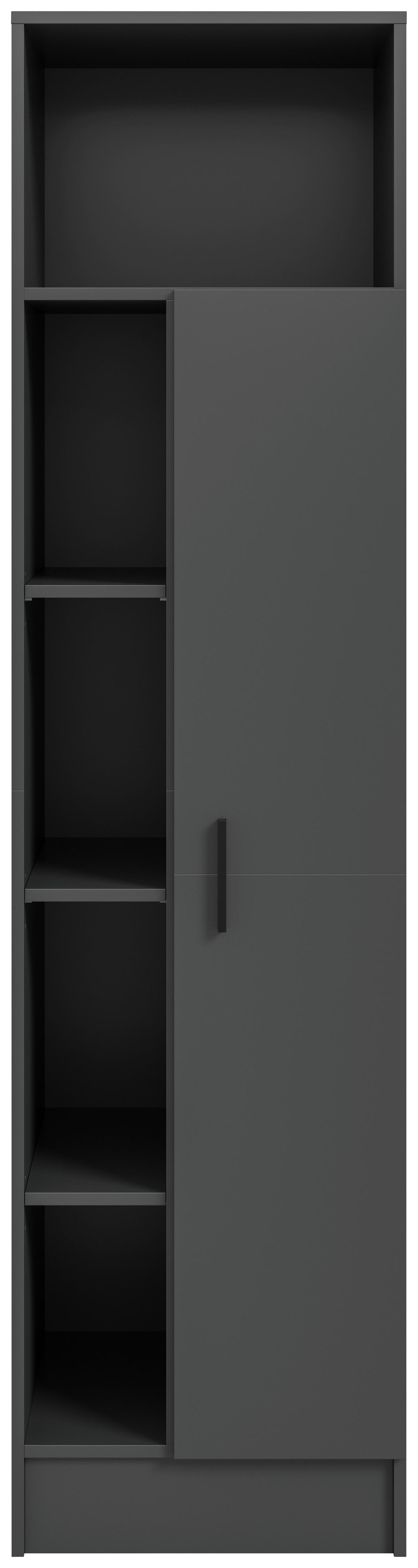 Hochschrank Free Anthrazit - Anthrazit/Schwarz, Basics, Holzwerkstoff/Kunststoff (50/195/68cm) - MID.YOU