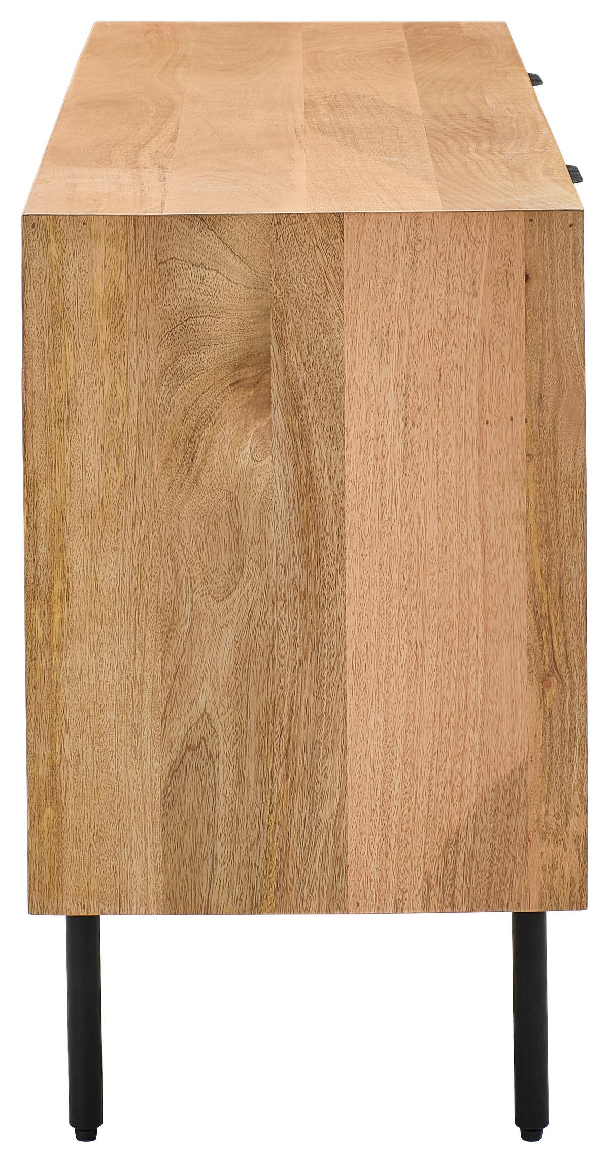 KOMODA SZEROKA SYLVIA - kolor naturalny/czarny, Lifestyle, metal/drewno (140/70/40cm) - Livetastic