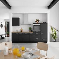 Küchenblock Touch Low m. Geräten Grau - Edelstahlfarben/Eichefarben, MODERN, Holzwerkstoff/Metall (300cm) - Nobilia