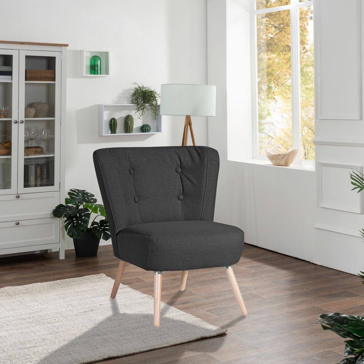 SESSEL NEELE - Buchefarben/Schwarz, Design, Holz/Textil (69/80/68cm) - Max Winzer