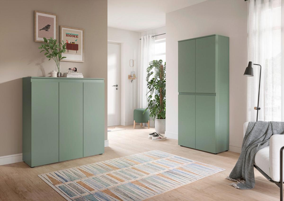 Garderobenschrank Scarpa Graugrün - Schwarz/Graugrün, Design, Holzwerkstoff/Kunststoff (190/175/37cm) - Livetastic