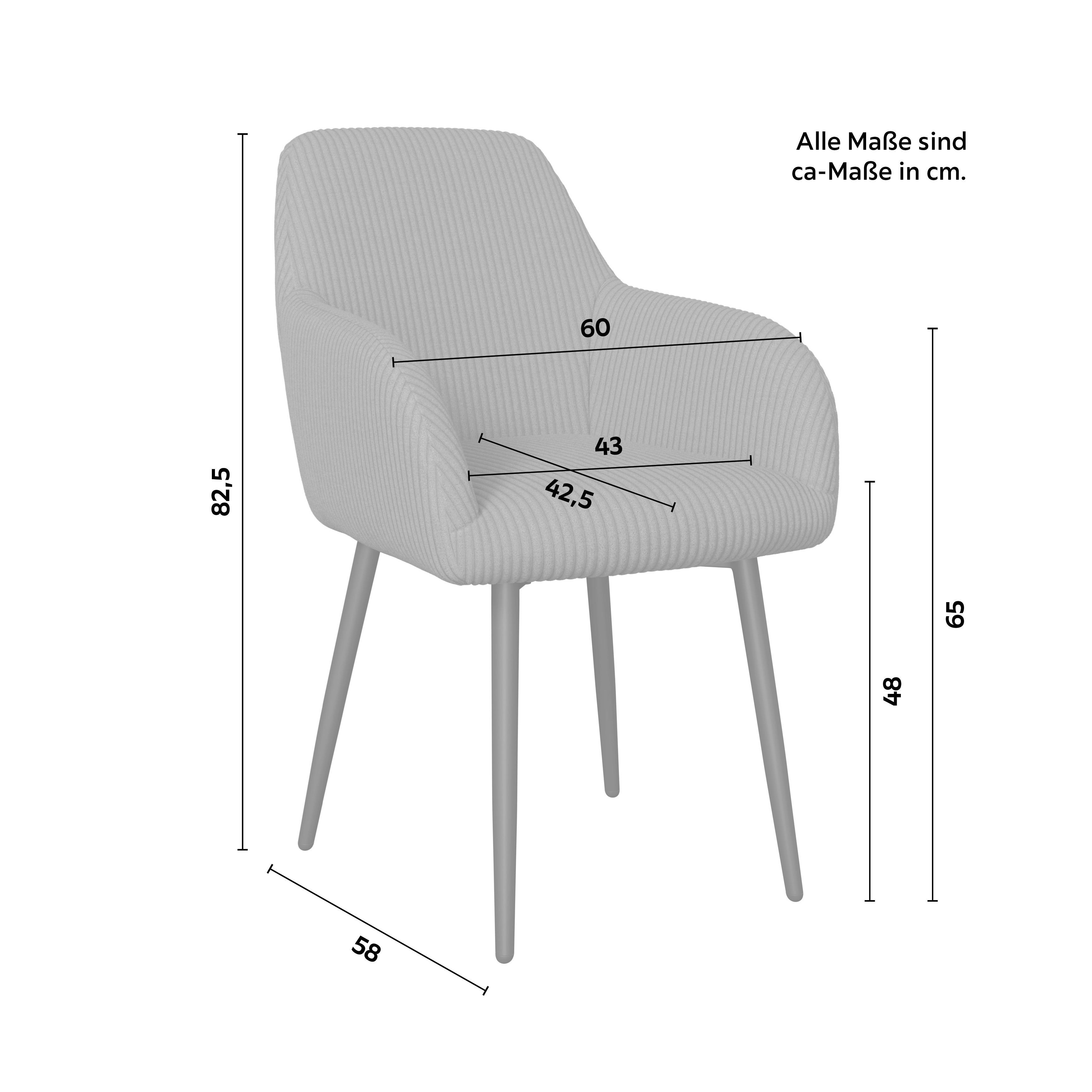 STOL MED ARMSTÖD ALANI - grå/svart, Modern, metall/textil (60/82,5/58cm) - Bessagi Home