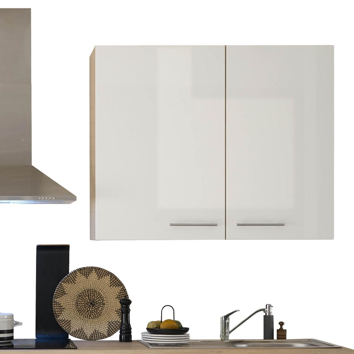 Küchenblock Laurel mit Geräten ca. 310 cm Weiß/Eiche - Silberfarben/Weiß, MODERN, Holzwerkstoff/Metall (310cm) - P & B