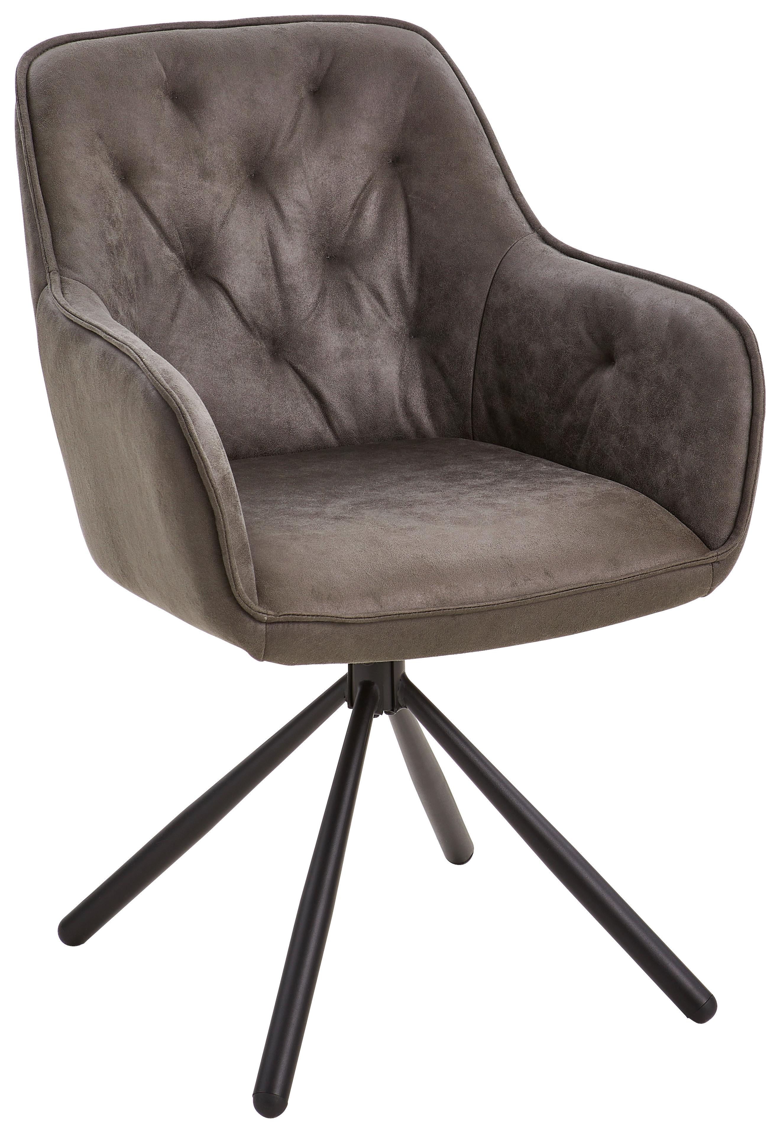 KRZESŁO Z PODŁOKIETNIKAMI GLOW - czarny/szary, Modern, metal/drewno (61/91/59cm) - Livetastic
