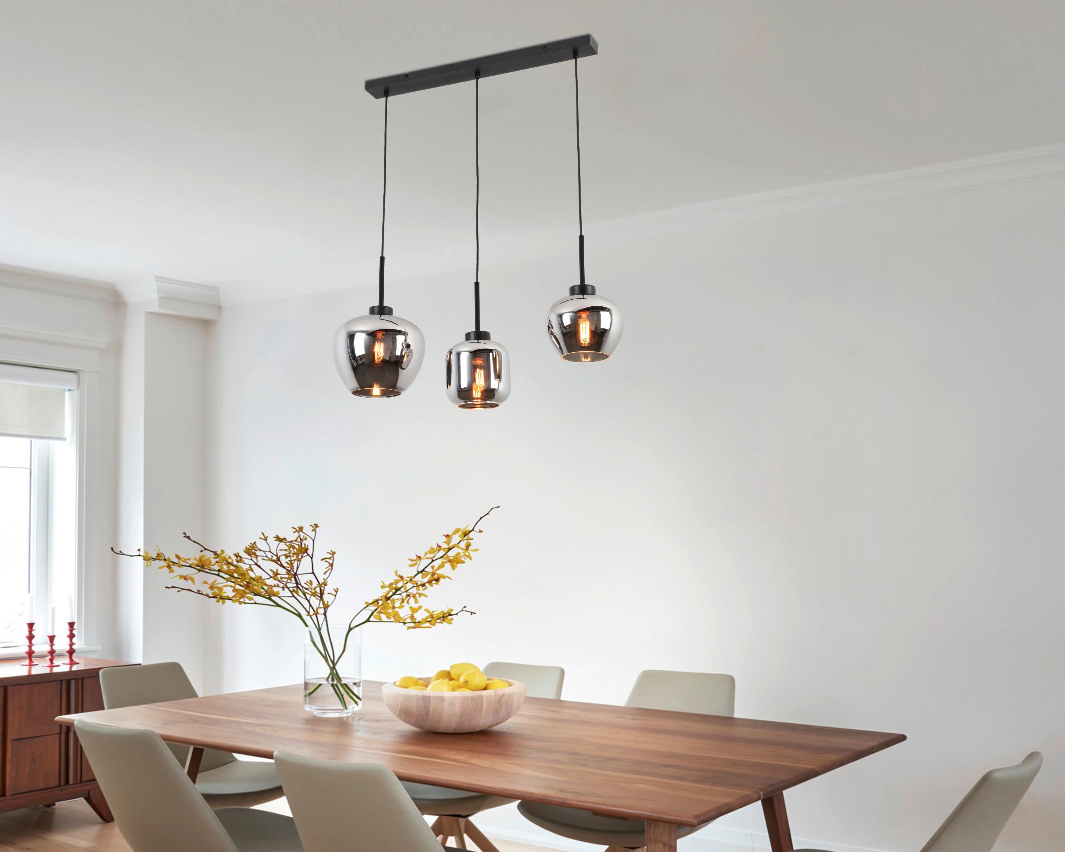 Hängeleuchte Enimor in Schwarz/Chrom max. 25 Watt - Chromfarben/Schwarz, Modern, Glas/Metall (75/22,5/120cm) - Premium Living