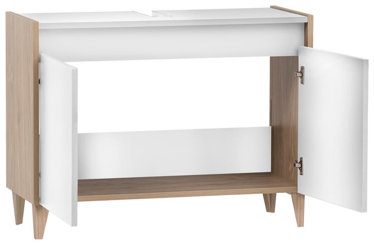 SZAFKA POD UMYWALKĘ ELBA WBU 800 - kolor dębowy/biały, Modern, materiał drewnopochodny/tworzywo sztuczne (80/60,1/33cm) - MID.YOU