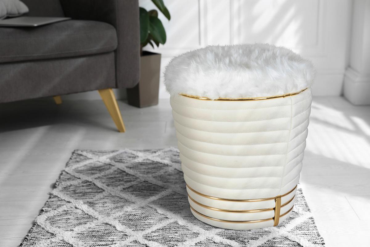 HOCKER DORIC 325 - Beige/Goldfarben, Design, Textil (42/50cm) - Kayoom