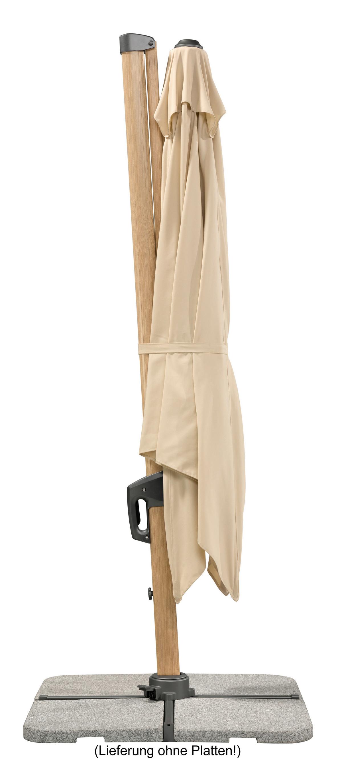 Ampelschirm Rohdos Naturfarben - Eichefarben/Naturfarben, Basics, Textil/Metall (358/263/300cm) - Schneider