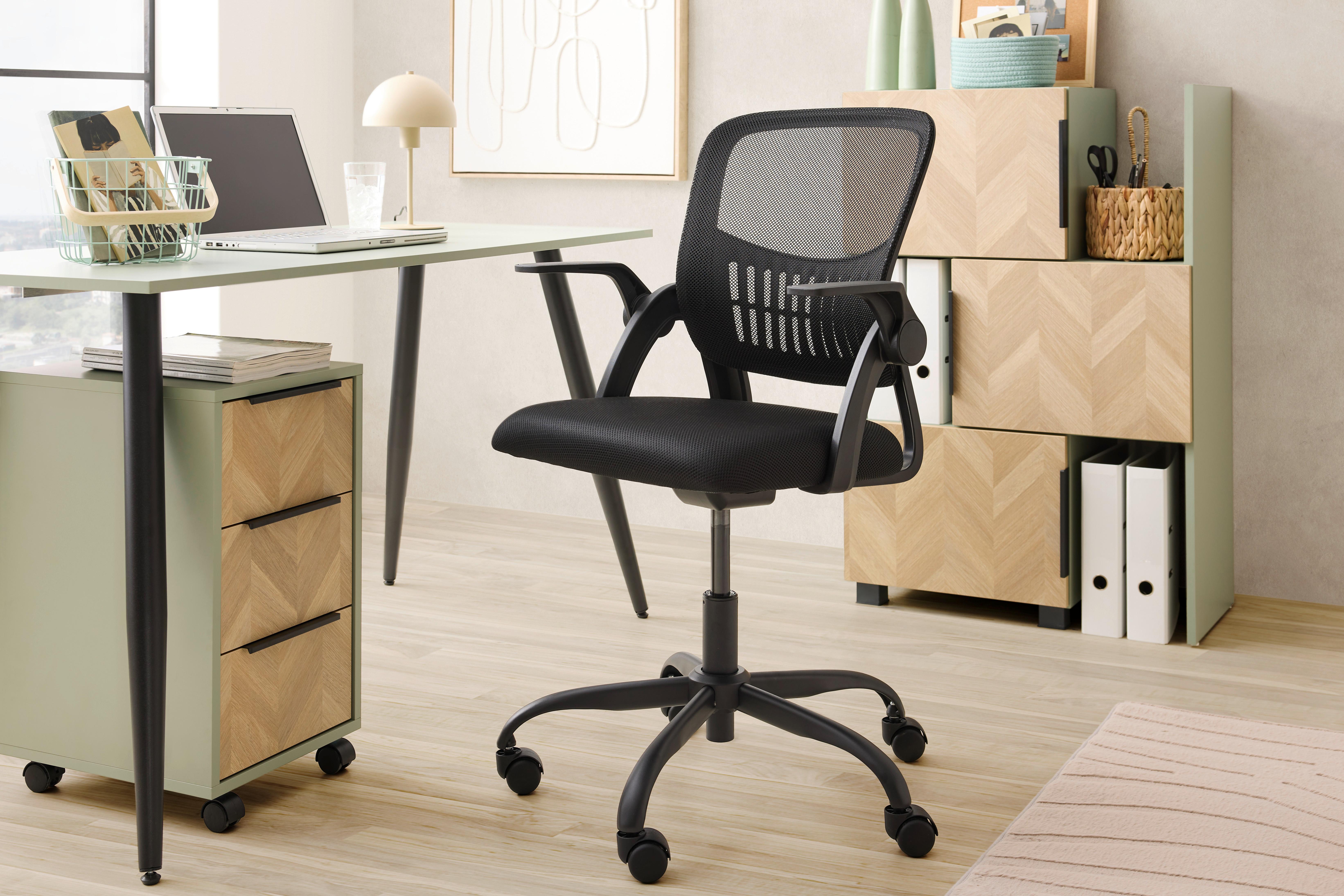 SNURRSTOL SASKIA - svart, Modern, metall/textil (57/86-96/63cm) - Based