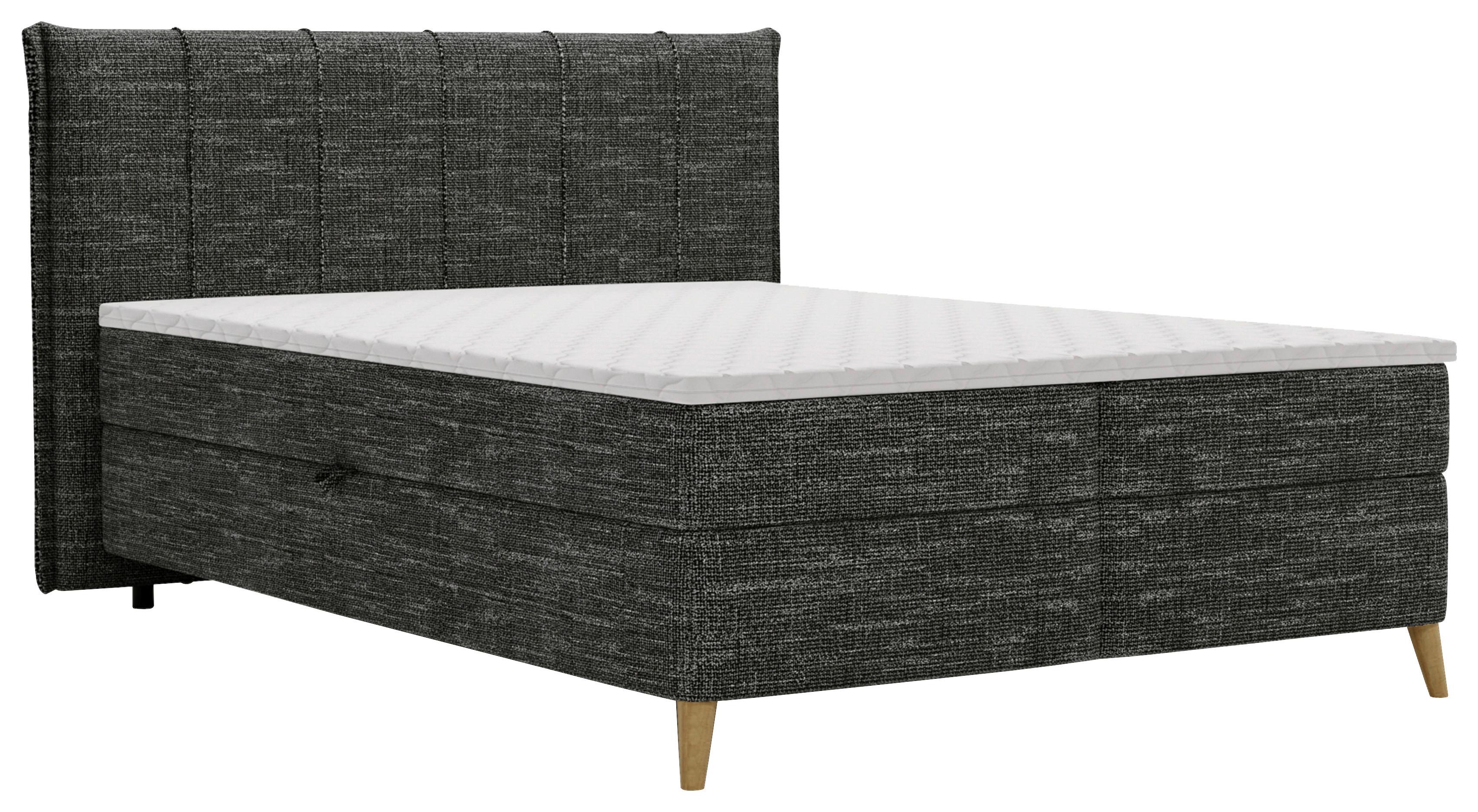 Boxbett Veloria Schwarz ca. 140x200cm - Schwarz, KONVENTIONELL, Textil/Metall (140/200cm) - Based