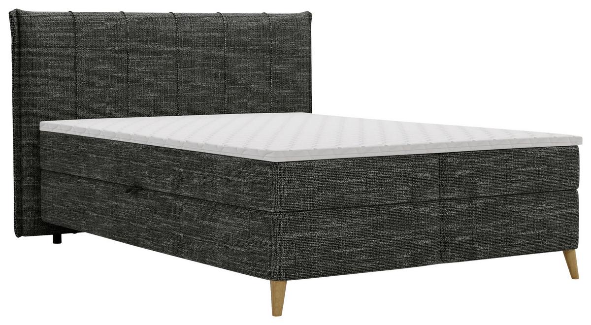 Boxbett Veloria Schwarz ca. 140x200cm - Schwarz, KONVENTIONELL, Textil/Metall (140/200cm) - Based