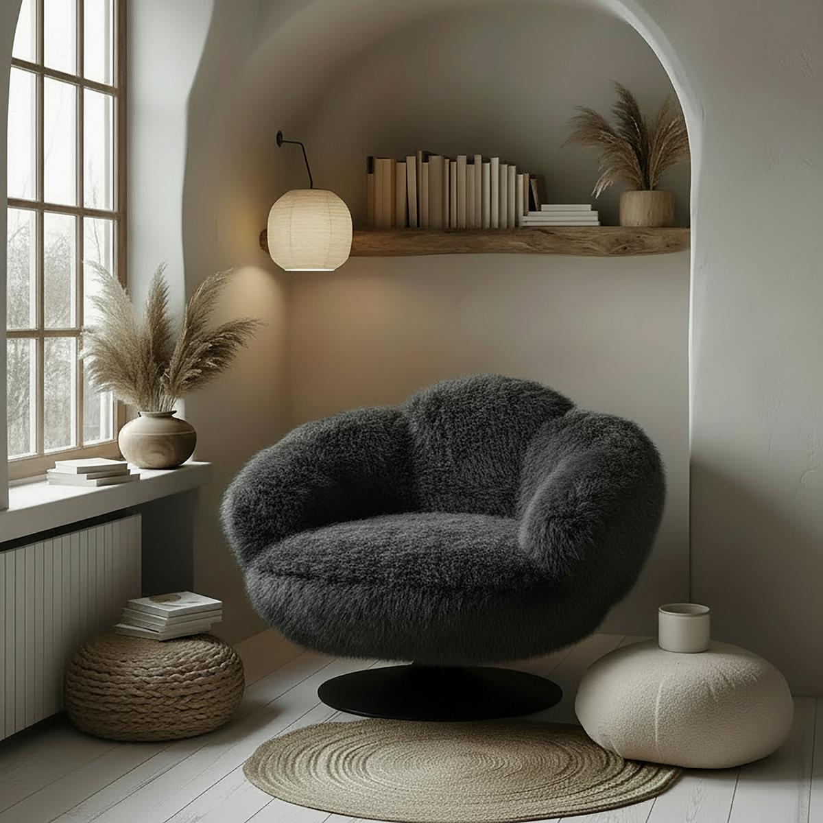 Relaks Fotelja Leo - bijela/crna, Moderno, metal/tekstil (96/78/93cm) - Bessagi Home