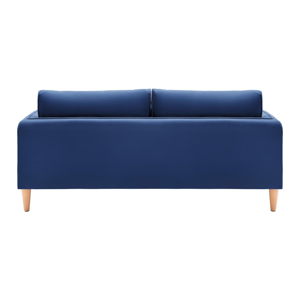 Sofa Livia Blau Samt - Dunkelblau/Naturfarben, MODERN, Holz/Textil (176/78/76cm) - Bessagi Home