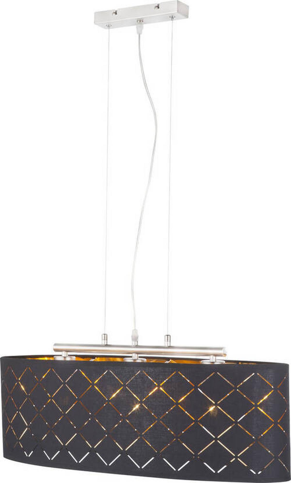 Hängeleuchte Clarke Goldfarben/Schwarz max. 7 Watt - Goldfarben/Schwarz, Basics, Textil/Metall (65/25/140cm) - Globo