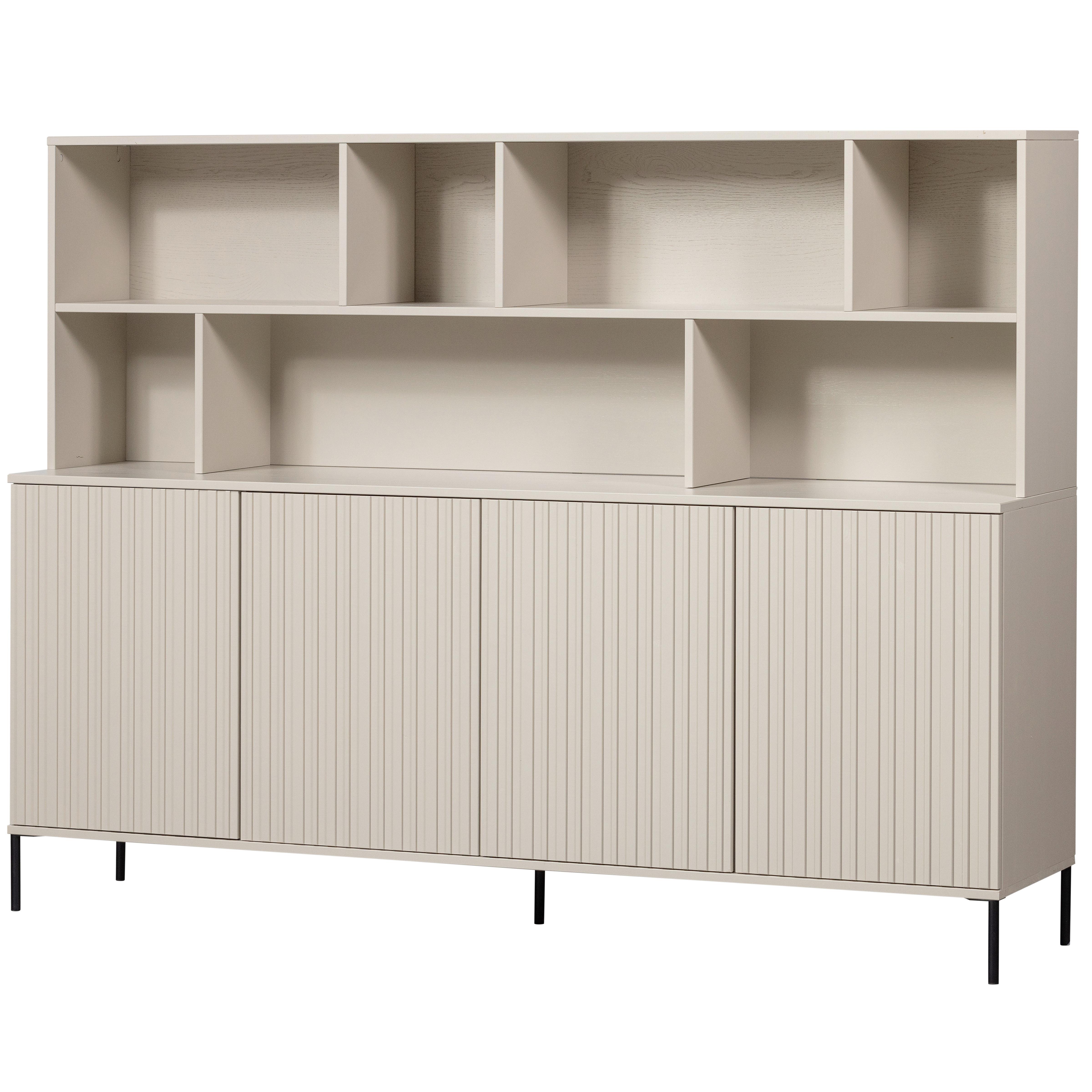 Buffet Gravure Grau B: 200 cm - Schwarz/Grau, Design, Holz/Metall (200/150/44cm) - Livetastic
