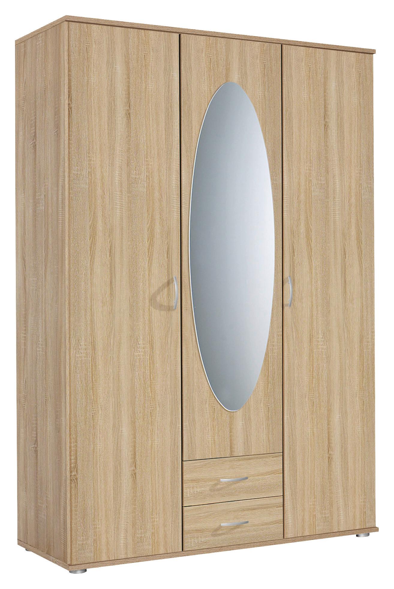 Ormar Za Odjeću Paul - boje hrasta/boje aluminija, Konvencionalno, drvni materijal/plastika (127/188/52cm) - Modern Living