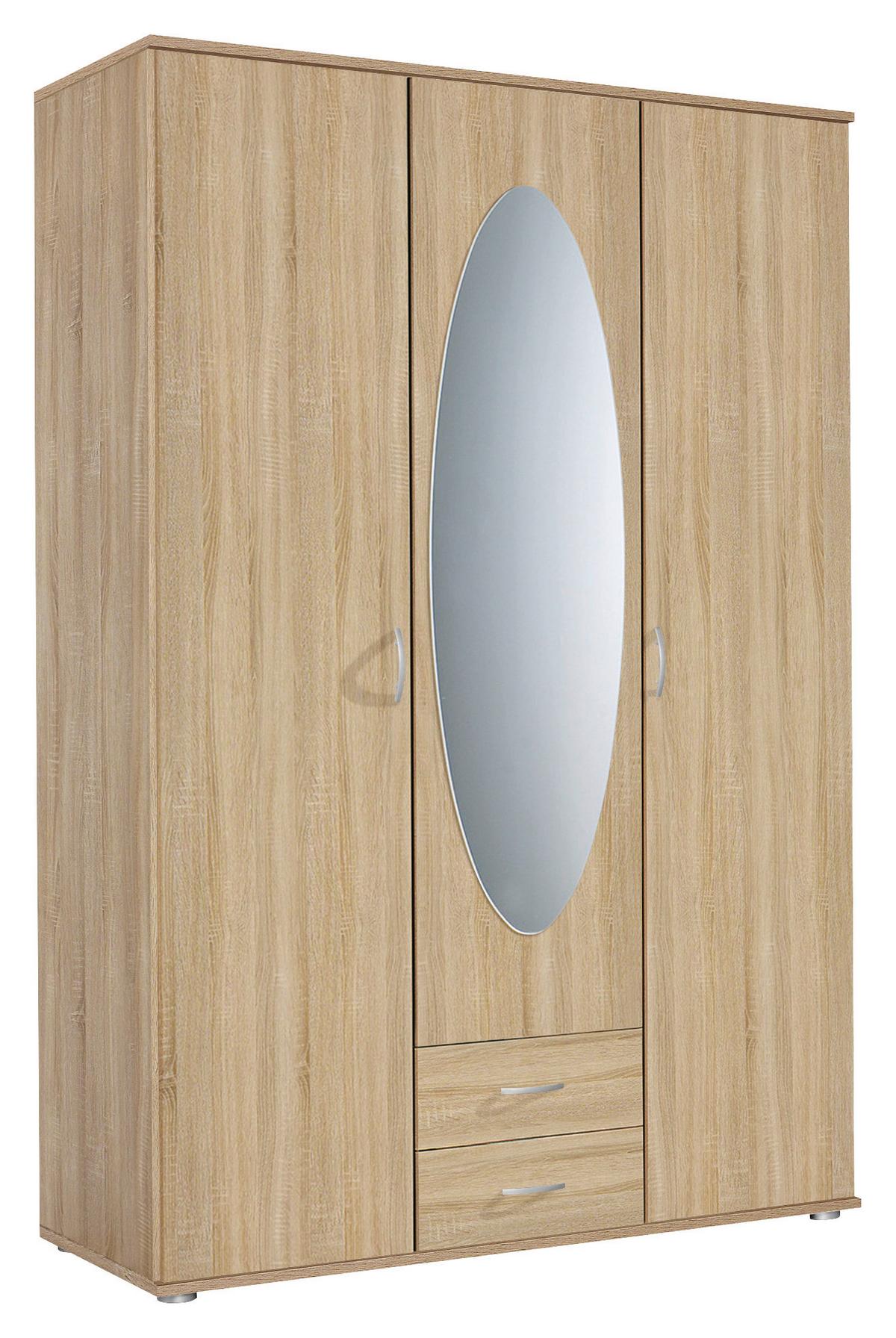 Ormar Za Odjeću Paul - boje hrasta/boje aluminija, Konvencionalno, drvni materijal/plastika (127/188/52cm) - Modern Living