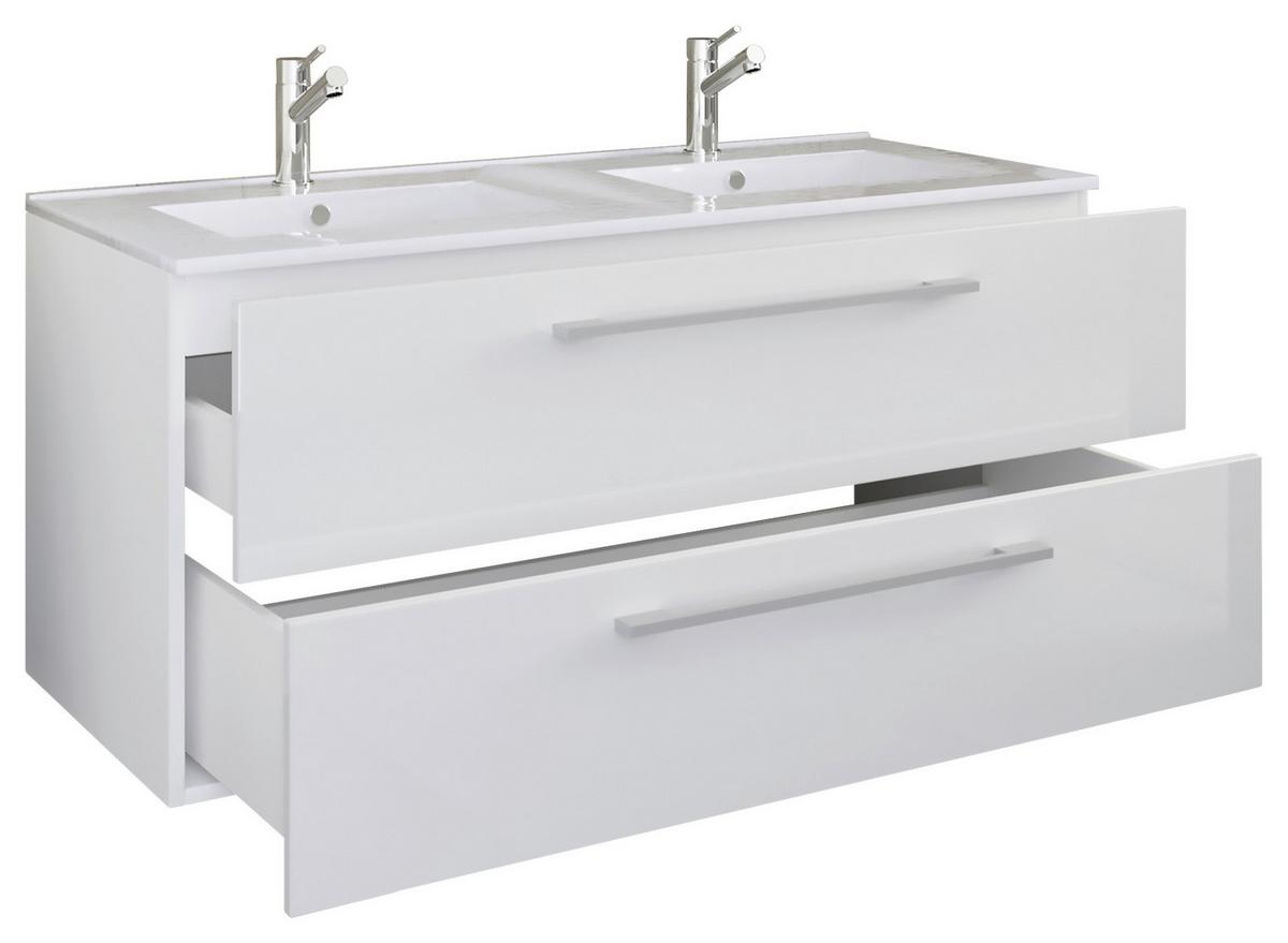 Badezimmer Budasi 5-tlg. ca. 178 cm Weiß - Alufarben/Weiß, MODERN, Keramik/Holzwerkstoff (178cm) - MID.YOU
