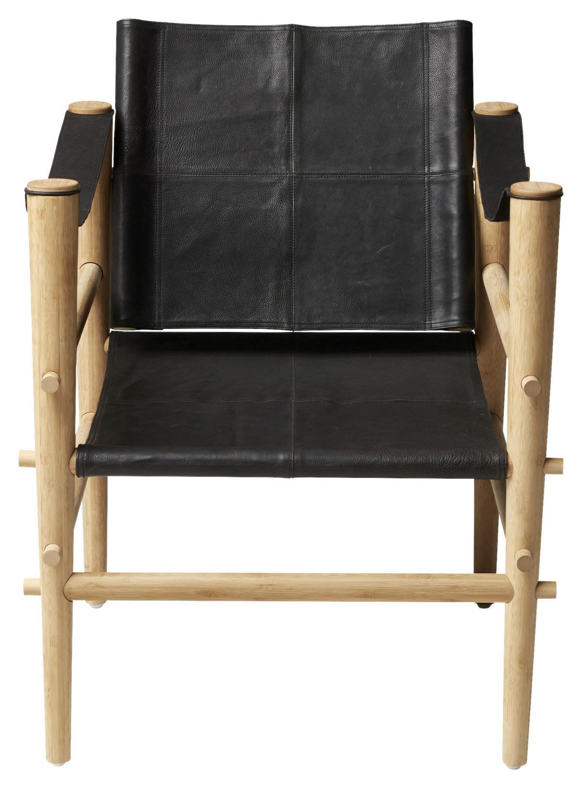 Sessel Noble 3155028 - Schwarz/Naturfarben, Romantik / Landhaus, Leder/Holz (59/79/61cm) - MID.YOU