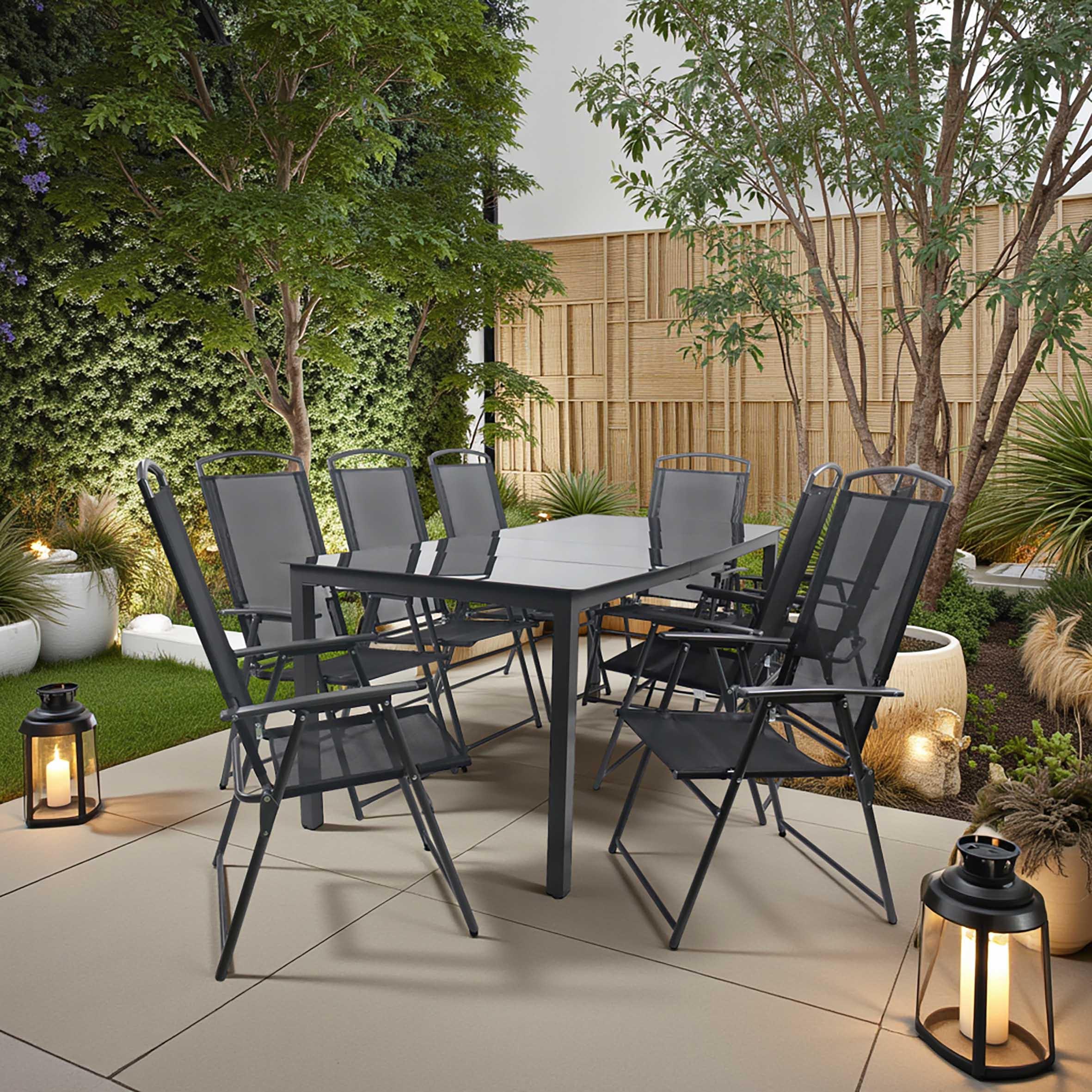 Vrtna Garnitura Gardenson, Črna, 9-Delno - črna/antracit, Basics, kovina/steklo (190/90/73cm) - Gardenson