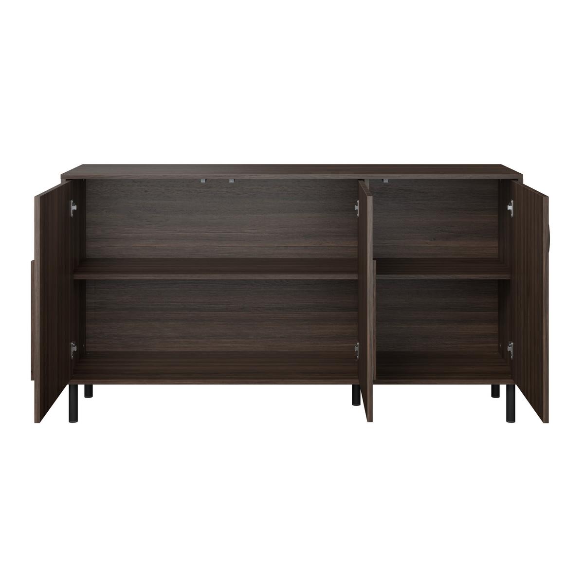 Sideboard Peonia Dunkelbraun - Dunkelbraun/Schwarz, MODERN, Holzwerkstoff/Metall (155/85/40cm) - Mömax