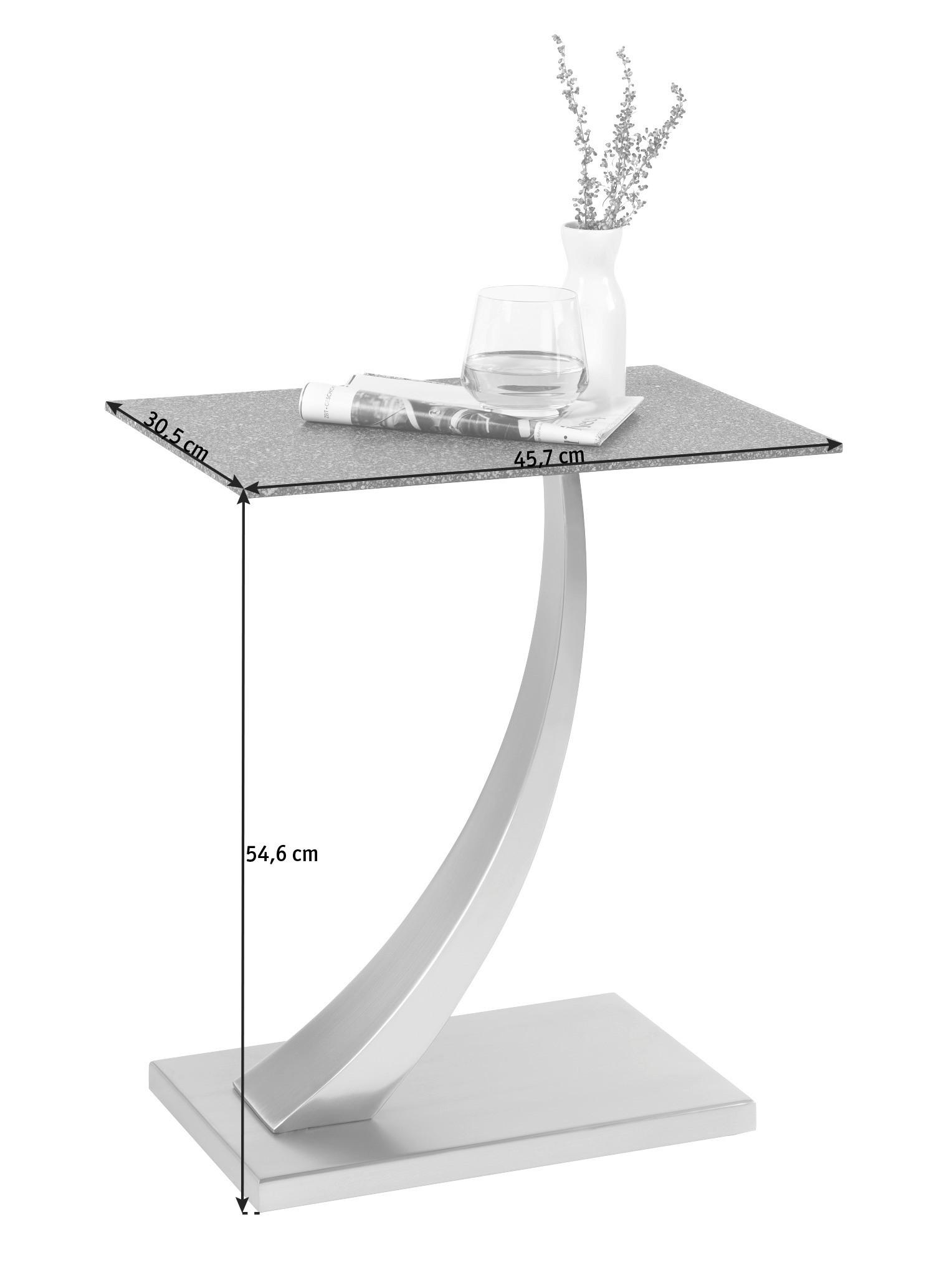 STOLIK BOCZNY KAI - kolor srebrny/ciemnoszary, Design, metal/szkło (30,5/45,7/54,6cm) - Xora