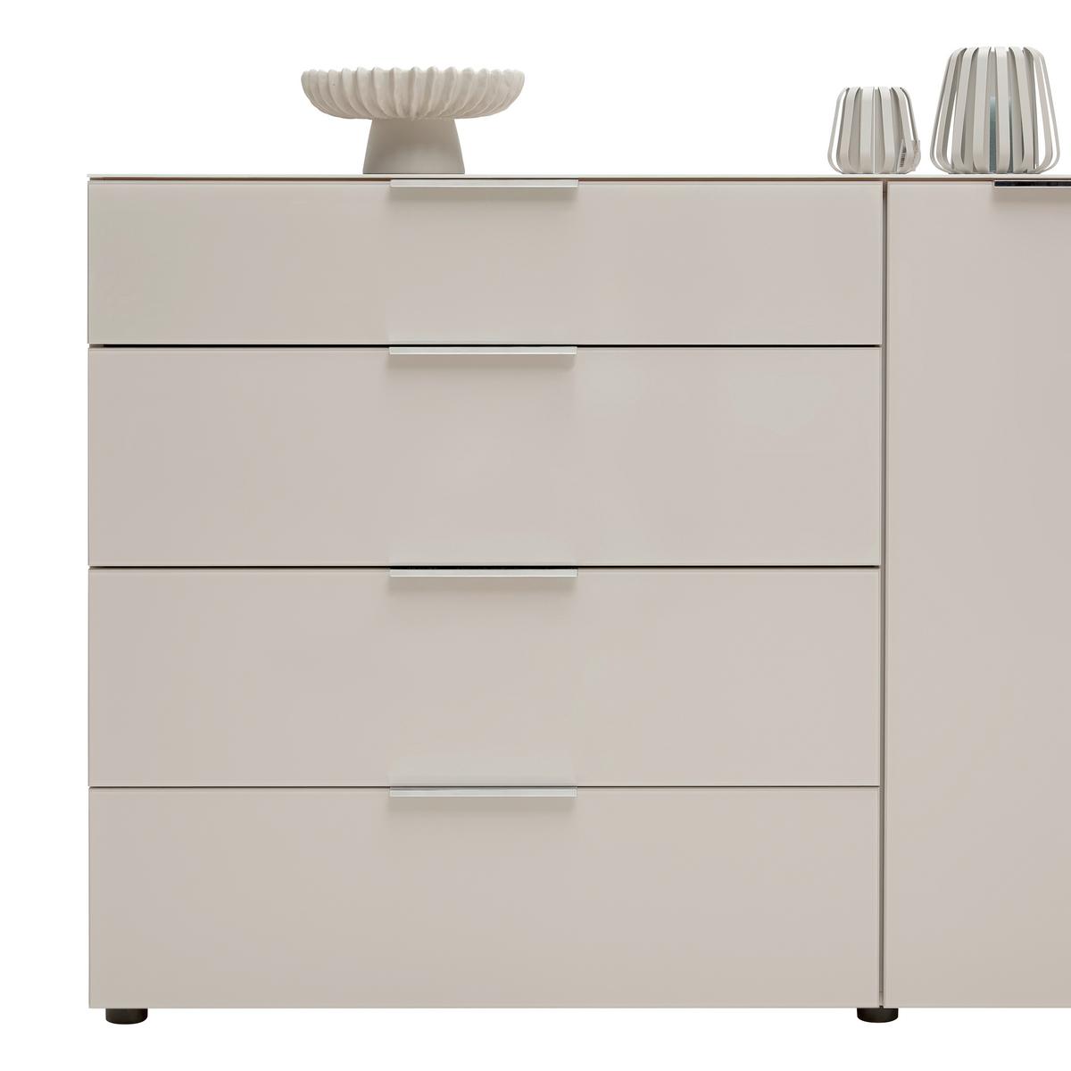 Kommode Siena Kaschmirfarben - Chromfarben/Kaschmir, MODERN, Glas/Holzwerkstoff (135/99/40cm) - Mömax