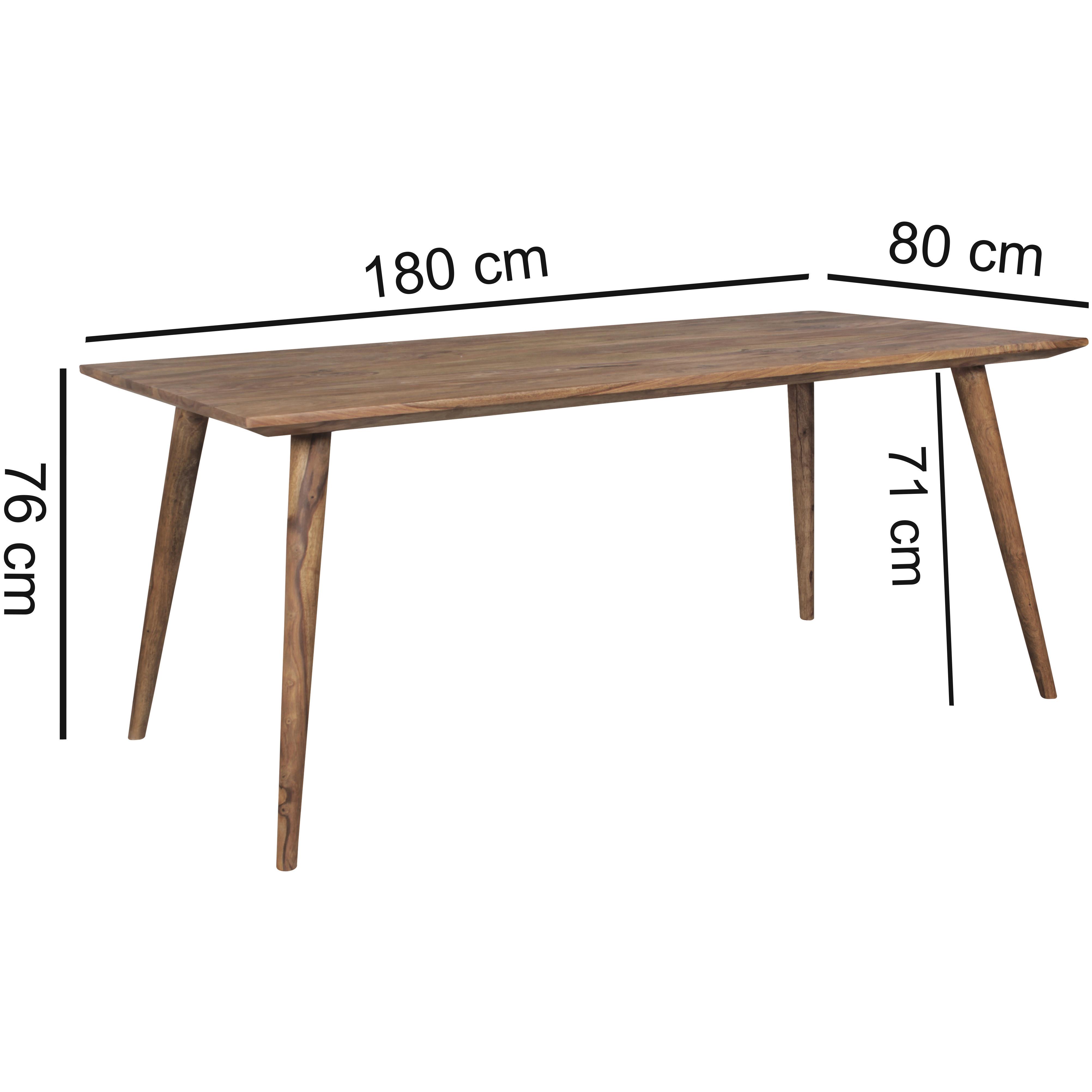 Jedilna Miza Repa, Pravi Les, 180x80cm - barve indijskega rožnega lesa, Design, les (180/80/76cm) - MID.YOU