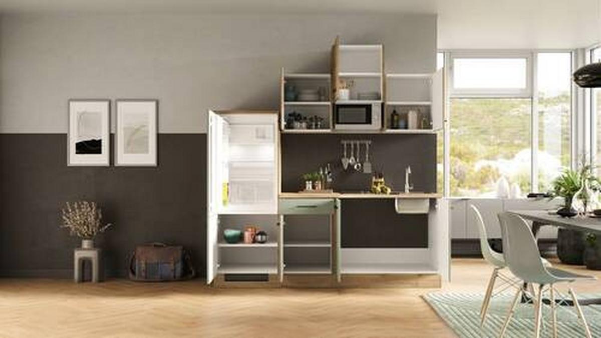 Kuhinjski Blok Cara, Zelena, Hrast - črna/zelena, Moderno, kovina/leseni material (210cm) - FlexWell