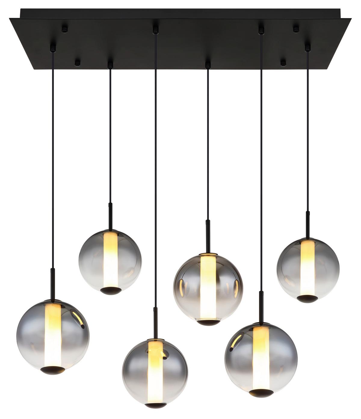 LED-HÄNGELEUCHTE 15798-6H LACY - Weiss/Schwarz, Konventionell, Glas/Kunststoff (100/49/120cm) - Globo