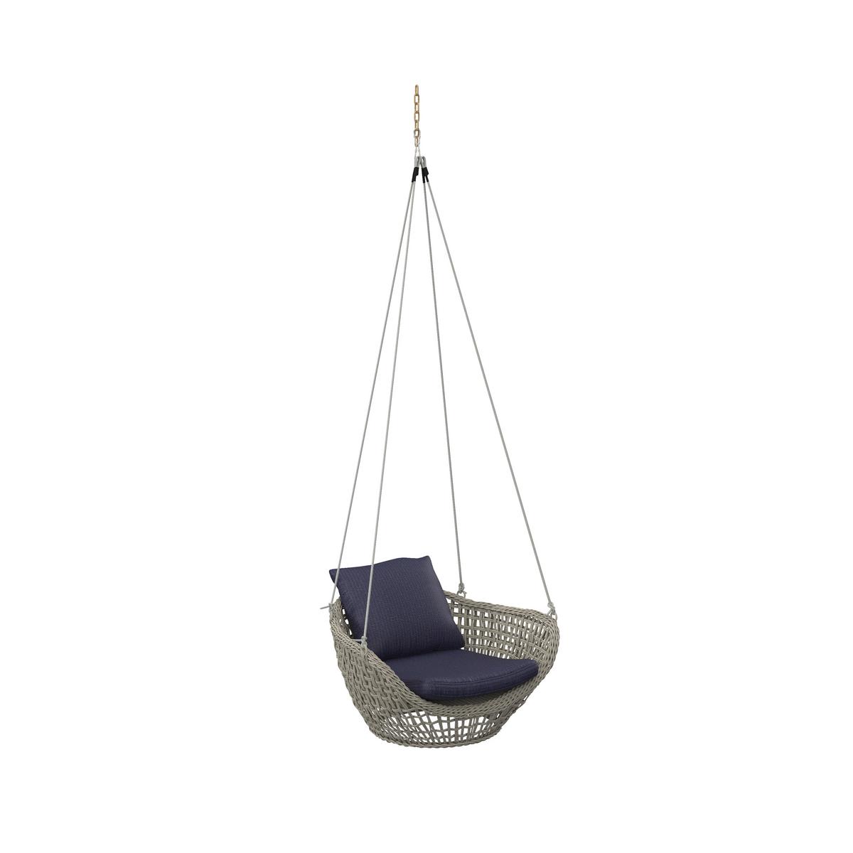 FOTEL WISZĄCY ELODIE - niebieski/kremowy, Modern, tworzywo sztuczne/metal (83/73/48cm) - Bessagi Garden