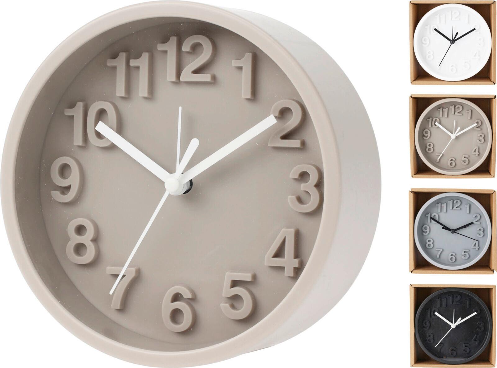 Ébresztőóra Wecki - világosszürke/fekete, műanyag (13/5cm)